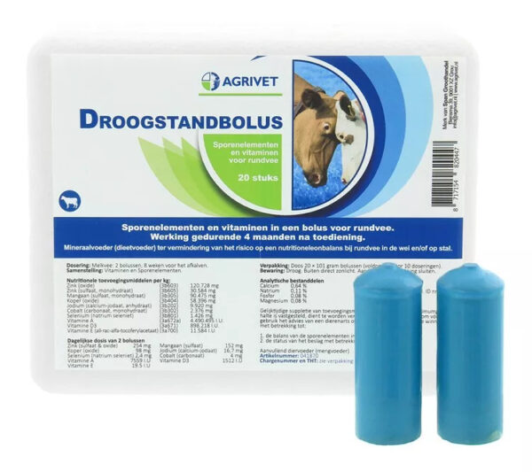 Bolus Minéral AGRIVET pour Vaches Taries – Action Prolongée 4 Mois